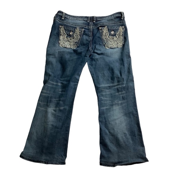 Platinum Plush Bootcut Embellished Bejeweled Jeans Size 17 (34) - Picture 2 of 9